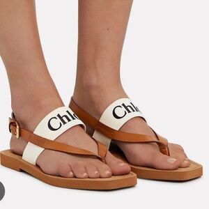 Chloe Canvas Logo Thong Sandal size 7